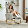 thumbnail image 3 of Modern Nursery Rocking Chair with High Backrest, Padded Seat & Side Pocket,Glider Rocker Accent Armchair for Living Room,Bedroom,Reading & Relax,Gray, 3 of 8