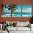 thumbnail image 5 of Large Wall Art Ocean Waves Canvas Pictures Coconut Trees Sands Beach Seascape Landscape Modern Summer Sea Nature Canvas Artwork Contemporary Wall Art for Living Room Bedroom Home Wall Decor 12x16x3pcs, 5 of 6