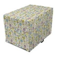 thumbnail image 1 of Floral Dog Crate Cover, Surreal Funny Flowers and Leaves Swirls Spirals Streaks, Easy to Use Pet Kennel Cover Small Dogs Puppies Kittens, 7 Sizes, Pale Lilac Khaki, by Ambesonne, 1 of 6