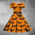 thumbnail image 4 of Gelikeya Halloween Dresses for Girls Size 5-14 Cartoon Bat/Pumpkin/Cat Prints Short Sleeve O Neck Dress, 4 of 5