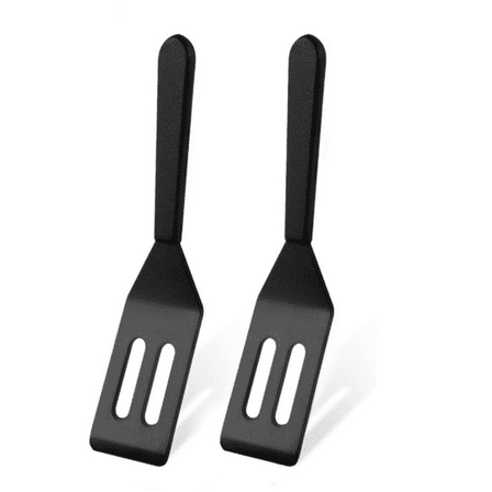 【2 Pack】 Small Spatula for Nonstick Cookware Mini Spatulas for kitchen Use,Heat-Resistant Silicone Thin Spatula Cooking Baking (Black-2)