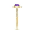 thumbnail image 3 of ANGARA Natural Classic Cushion Amethyst Ring with Diamond Halo in 14K Yellow Gold for Women (Size-6mm) | February Birthstone, Birthday, Anniversary, Jewelry Gift for Women | Natural Amethyst Ring, 3 of 8