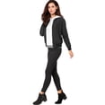 thumbnail image 4 of Chaqueta bomber acolchada con cremallera y mangas largas raglán para mujer con bolsillos Negro S, 4 of 6