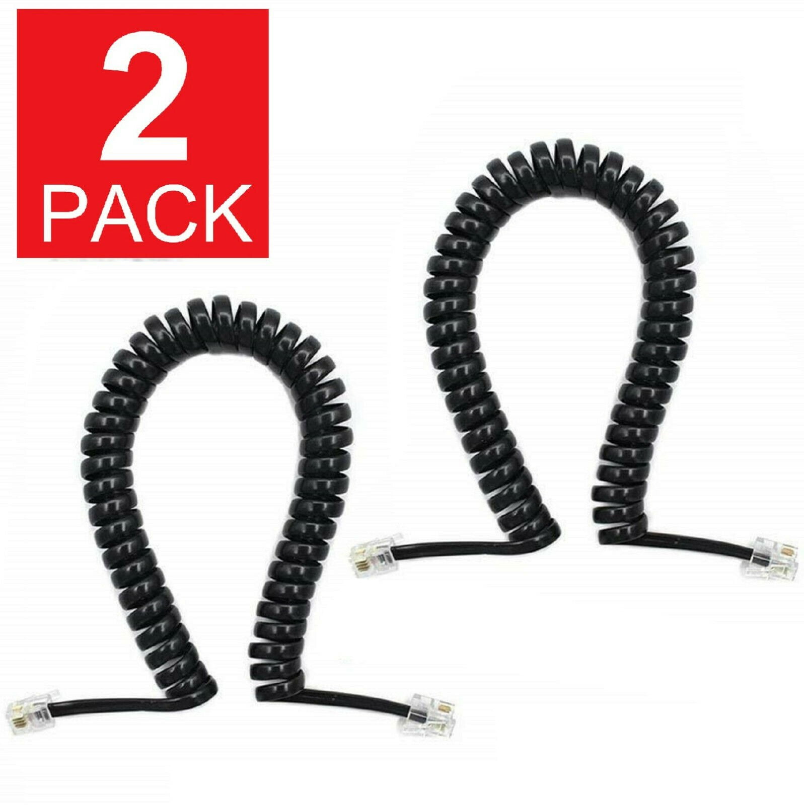 2pc 6ft Telephone Handset Receiver Cord Phone Curly Coil Cable 4P4C