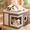Brown, variant on Cat Cube for Indoor Cats with Cooling Mat & Storage Pocket, Foldable Cat House Condo with Scratch Pad and Hanging Ball, Grey