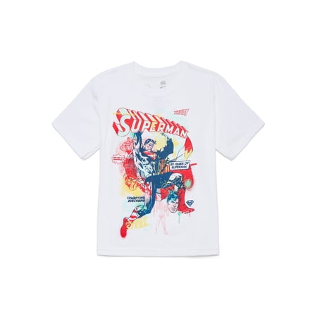 Superman Boys Cotton Graphic Tee with Short Sleeves, Sizes XS-2XL