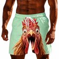 thumbnail image 4 of Fun 3D Animal Face Print Mens Casual Shorts Elastic Drawstring Loose Summer Beach Shorts, 4 of 4