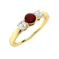 thumbnail image 2 of Three Stone 4MM Round Shape Garnet Minimalist Women Ring 925 Sterling Silver Gold Vermeil, 2 of 2
