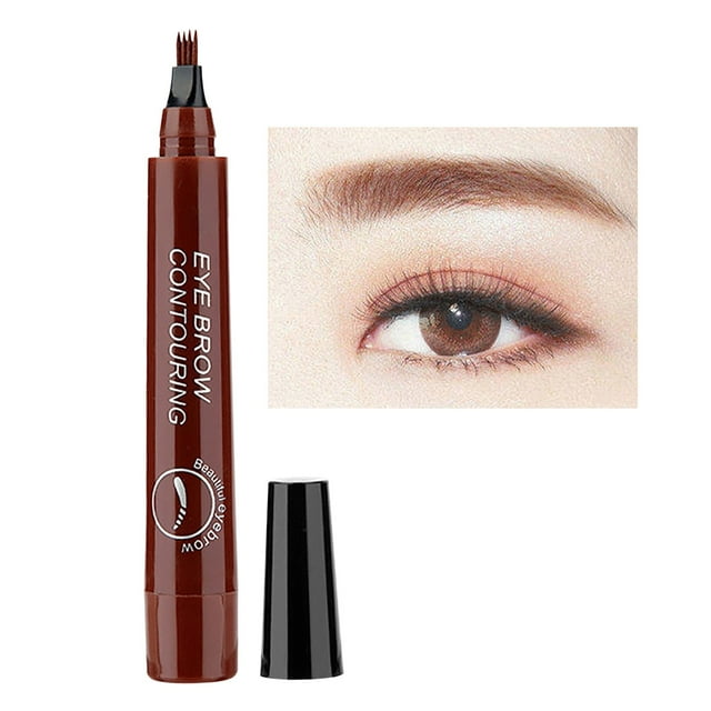 Crayon à Sourcils Imperméable à 4 Têtes - Résistant à la Transpiration, Longue Durée, Design à 4 Branches avec Brosse Douce, 1ml (Marron/marron Foncé/marron Rougeâtre/taupe/noir)