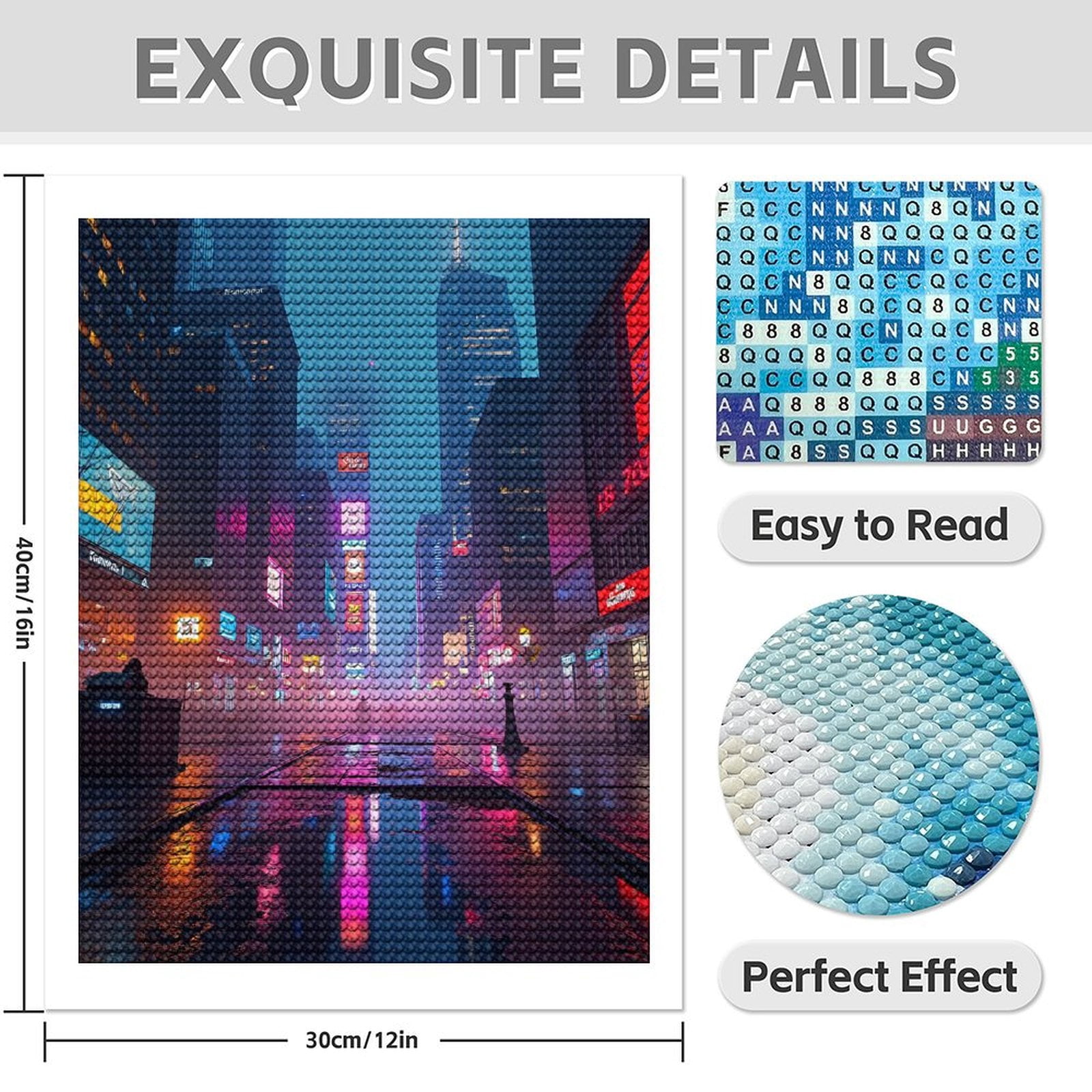 Diamond Art Kits for Adults - Cool Cyberpunk Cityscape Print No.84 5D Frameless Dimond Painting Kit for Adults Beginner, Round Diamond Kits for Home Wall Decor, Gift for Women