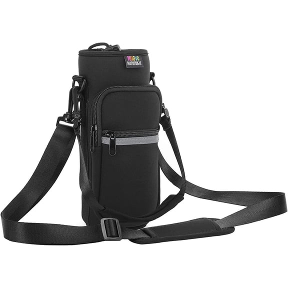 Water Bottle Carrier Bag,25oz/40oz/64oz Bottle Pouch Holder,Adjustable Shoulder Hand Strap 2 Pocket Sling Neoprene Sleeve Sports Accessories for Hiking Travelling Camping