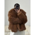 thumbnail image 4 of Womens Faux Fur Coat Faux Fur Jacket Long Sleeve Lapel Furry Winter Jackets Parka Short Coat Caramel Color S, 4 of 9