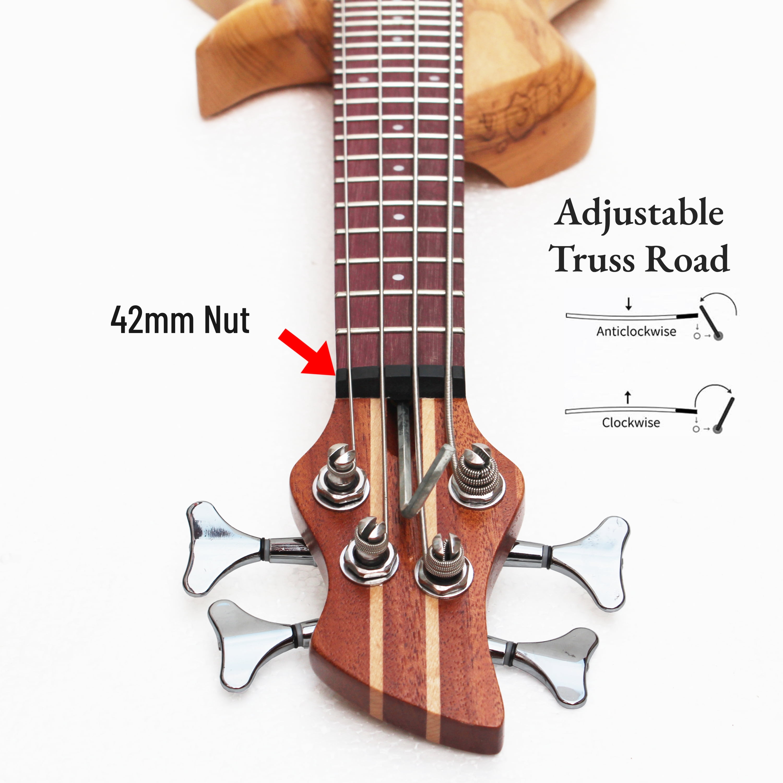 Batking Mini Electric Bass Guitar Travel Ubass 4 String Fretted with Gig Bag
