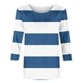 thumbnail image 2 of Jalioing Women's 3/4 Sleeve Striped Tops Fashion Casual Crew Neck Shirts Trendy Basic Pullover Tees Clothes, 2 of 5