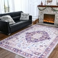 thumbnail image 7 of YJ.GWL Soft Boho Area Rug Vintage Floral Print Rugs Low-Pile Accent Carpets for Living Room Bedroom Home Decor,4'X6',Purple, 7 of 7