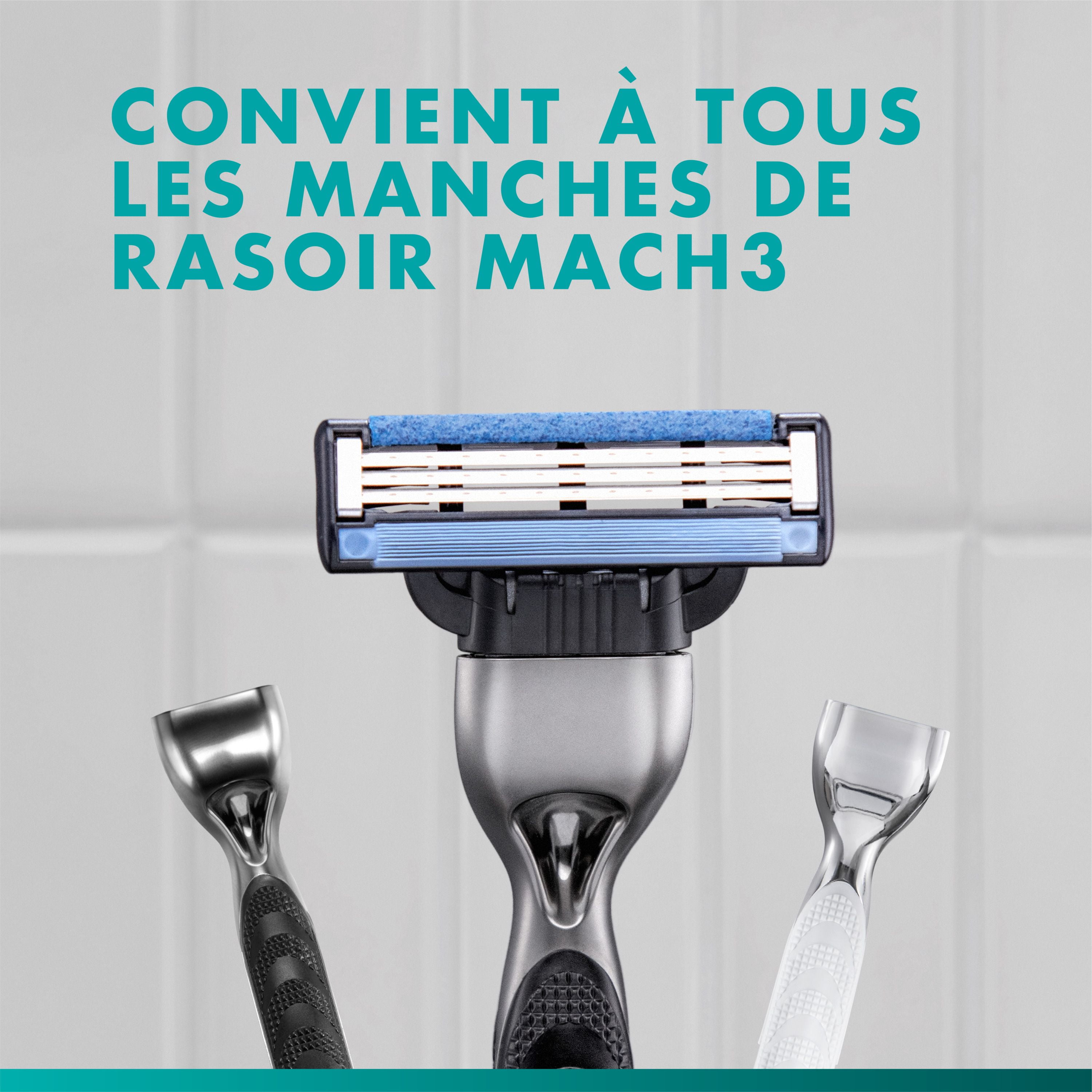 Cartouches de rechange Gillette Mach3, 12 cartouches de rasoir, cartouches de rechange pour hommes avec bande lubrifiante, 3 lames de rasoir pour un rasage de près 12CT