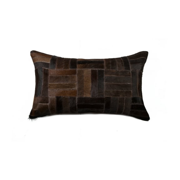 12" x 20" x 5" Chocolate Cowhide Pillow
