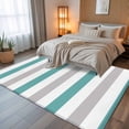 thumbnail image 5 of Teal Grey Stripe 6x9 Area Rugs, Modern Farmhouse Vertical Striped Non-Skid Rubber Backing Large Rectangle Rugs - Living Room Bedroom Home Office, Indoor Floor Mat Carpets Washable Rug, 5 of 9