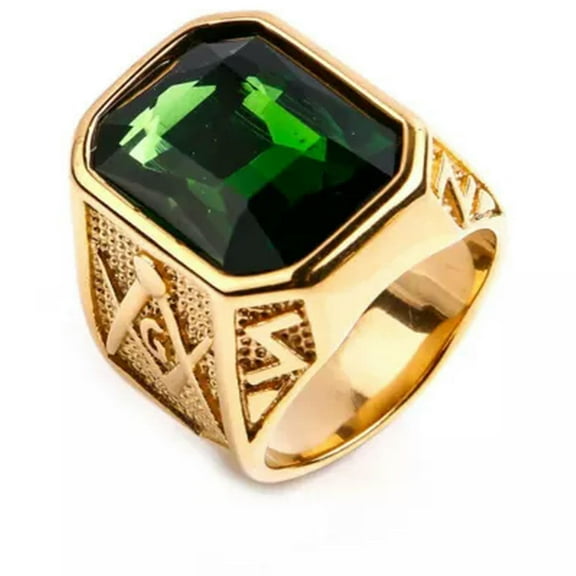 GKNET Men's Personalized Stainless Steel Big Gem Masonic AG Freemason Rings Size 7-13