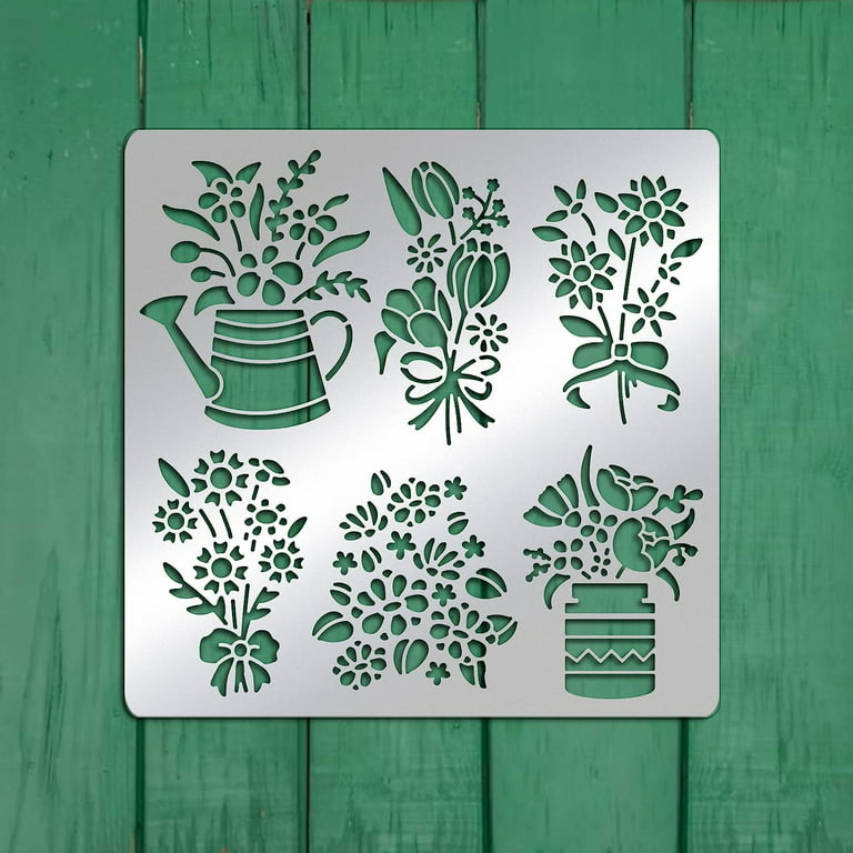 Flower Bouquet Matte Metal Stencils Flower Pots Stencil Template for  Painting Wood Burning Leather Burning Engraving Scrapbooking 
