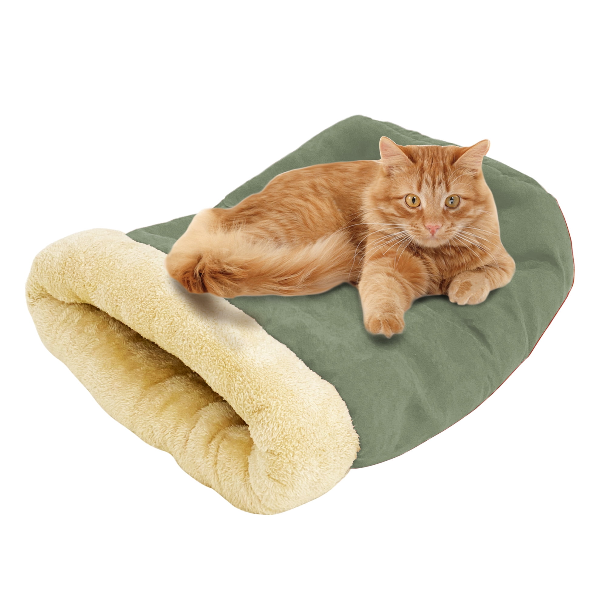 GOOPAWS 4 in 1 Self Warming Burrow Cat Bed for Household, Pet Hideway Sleeping Cuddle Cave