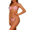 thumbnail image 4 of Conjuntos de bikini de 2 piezas de canalé para mujeres INSPIRE CHIC, traje de baño color rosa grande, 4 of 5