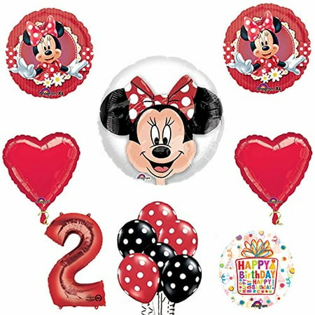 Minnie Mouse 2nd Birthday Party Supplies And Red Bow 13 Pc