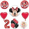Minnie Mouse 2nd Birthday Party Supplies and Red Bow 13 pc Balloon Decorations