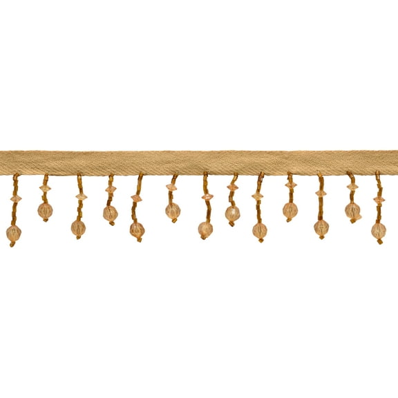 1 1/2" (3.5cm) Beautiful Handcrafted Lantern Beaded Fringe Trim # B40682,, Oak Brown #E20 (Light Warm Brown) Sold By The Yard (36"/3 ft/0.9m)