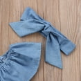 thumbnail image 3 of Qiylii Girls Romper, Off Shoulder Jumpsuit, One-piece Clothes + Headwear, Blue, 3 of 8