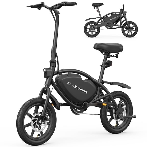 ANCHEER 14" Foldable Electric Bike for Adults, Peak 500W Electric Bicycles, 48V 374Wh City Commuter Cruiser Ebikes, 20MPH Compact Electric Mini Bike for Teens, LED Display, UL 2849
