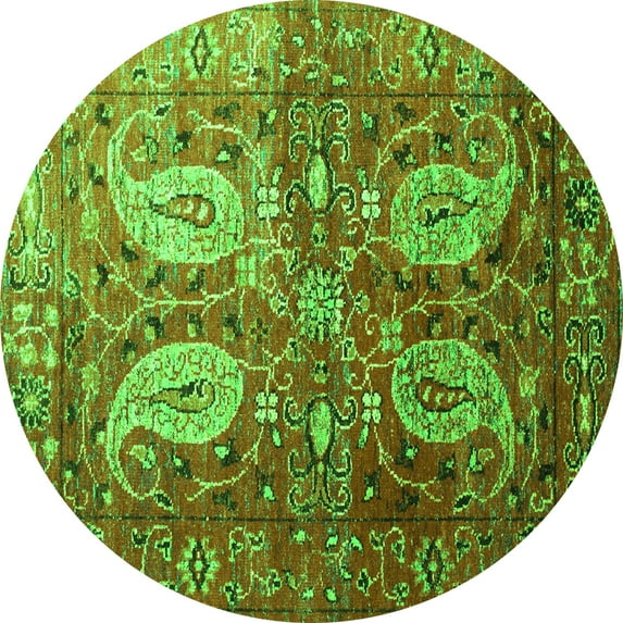 Ahgly Company Indoor Round Persian Green Traditional Area Rugs, 8' Round