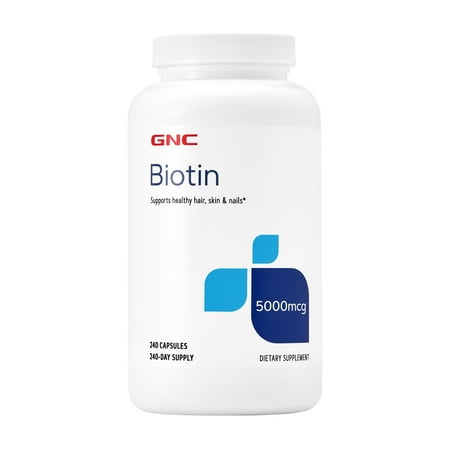 GNC Biotin 5000mcg | Supports Healthy Hair, Skin, & Nails | 240 Count