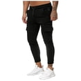 thumbnail image 2 of FRSASU Men Splicing Gradient Overalls Pocket Sport Work Trouser Pants Black L, 2 of 8