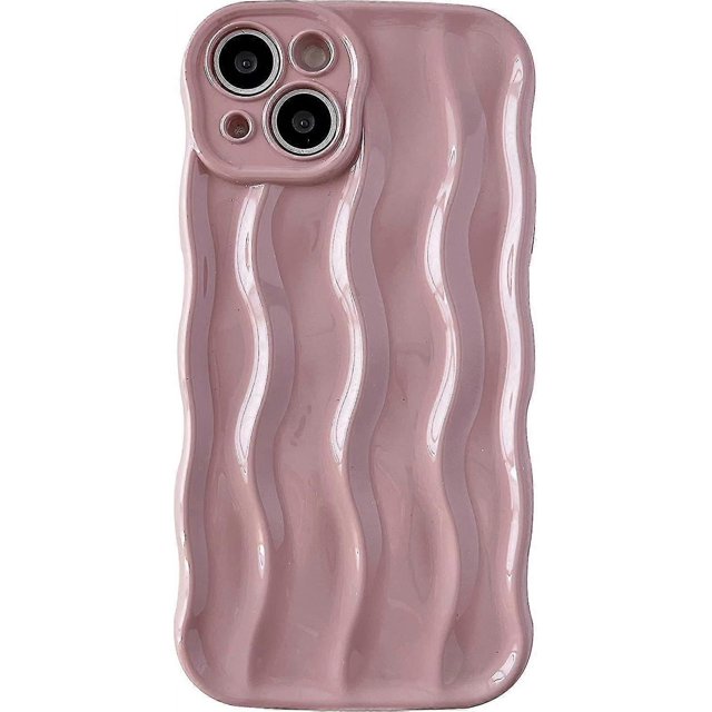 CHAO Patrón de ondas de agua Marco de ondas rizadas Suave Compatible con funda de iPhone (plata, iPhone 13 Pro Max) iPhone 12 rosa