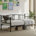 thumbnail image 5 of Twin Metal Daybed, Metal Sofa Bed Frame with Arched Headboard & Steel Slat Support, Guest Sofa Bed, No Box Spring Required, Black, 5 of 9