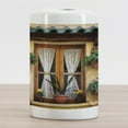 thumbnail image 2 of Shutters Ceramic Toothbrush Holder, Basket of Flowers Historic Building Window Classic Lace Theme Inside Image, Decorative Versatile Countertop for Bathroom, 4.5" X 2.7", Beige Green, by Ambesonne, 2 of 4