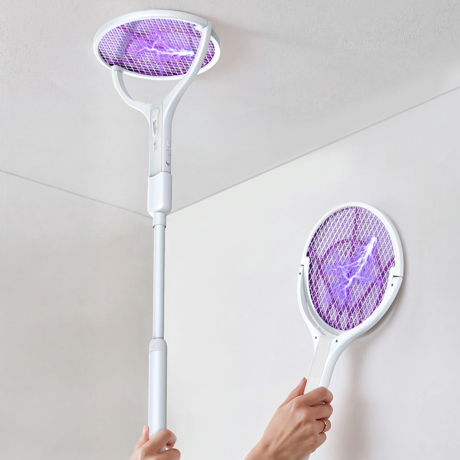 Upgreded 4000V Electric Fly Swatter Racket Rechargeable Bug Zapper For Indoor