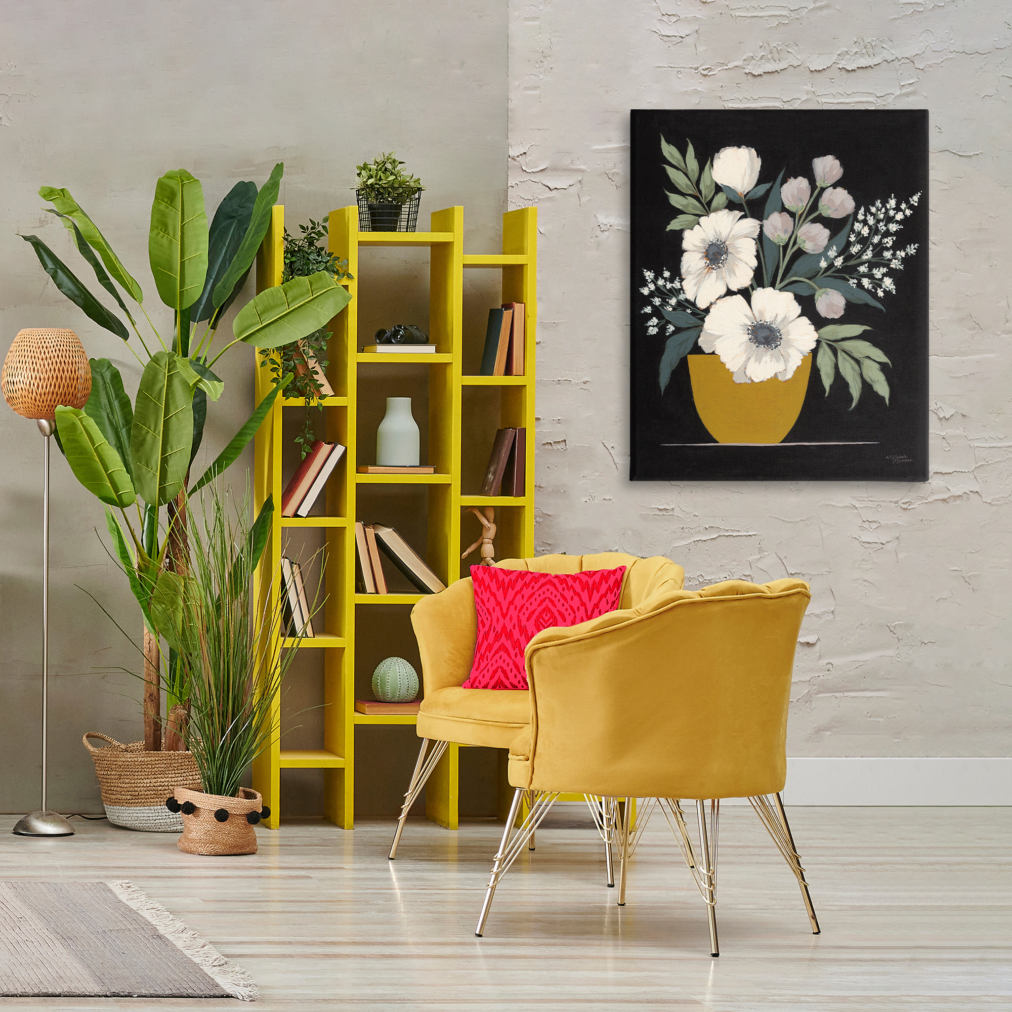 Stupell Industries Potted Flower Bouquet Botanical & Floral Painting Gallery Wrapped Canvas Art Print Wall Art, 30 x 40