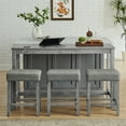 thumbnail image 3 of Jopath 4 Piece Bar Table Set with Power Outlet,Rustic Counter Height Bar Dining Table with 3 Upholstered Stools,Kitchen Table Set for Living Room, Dining Room, Game Room,Gray, 3 of 14