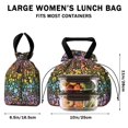 thumbnail image 5 of Boho Bohemia Pioneer Flower Drawstring Lunch Bag Women - Drawstring Lunch Bag Insulated for Work Office - Stain-Resistant Large Lunchbags for Women with Multi-Pockets, 5 of 6