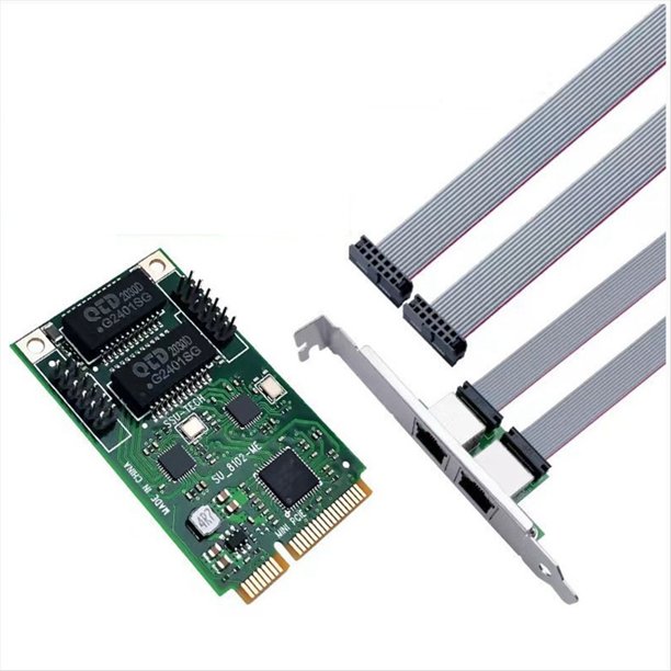 Mini Tarjeta de Red PCIE Gigabit PCIE A Tarjeta de Red RJ45 de 2 Puertos Adaptador de Red Ethernet Gigabit 10/100/1000Mbps