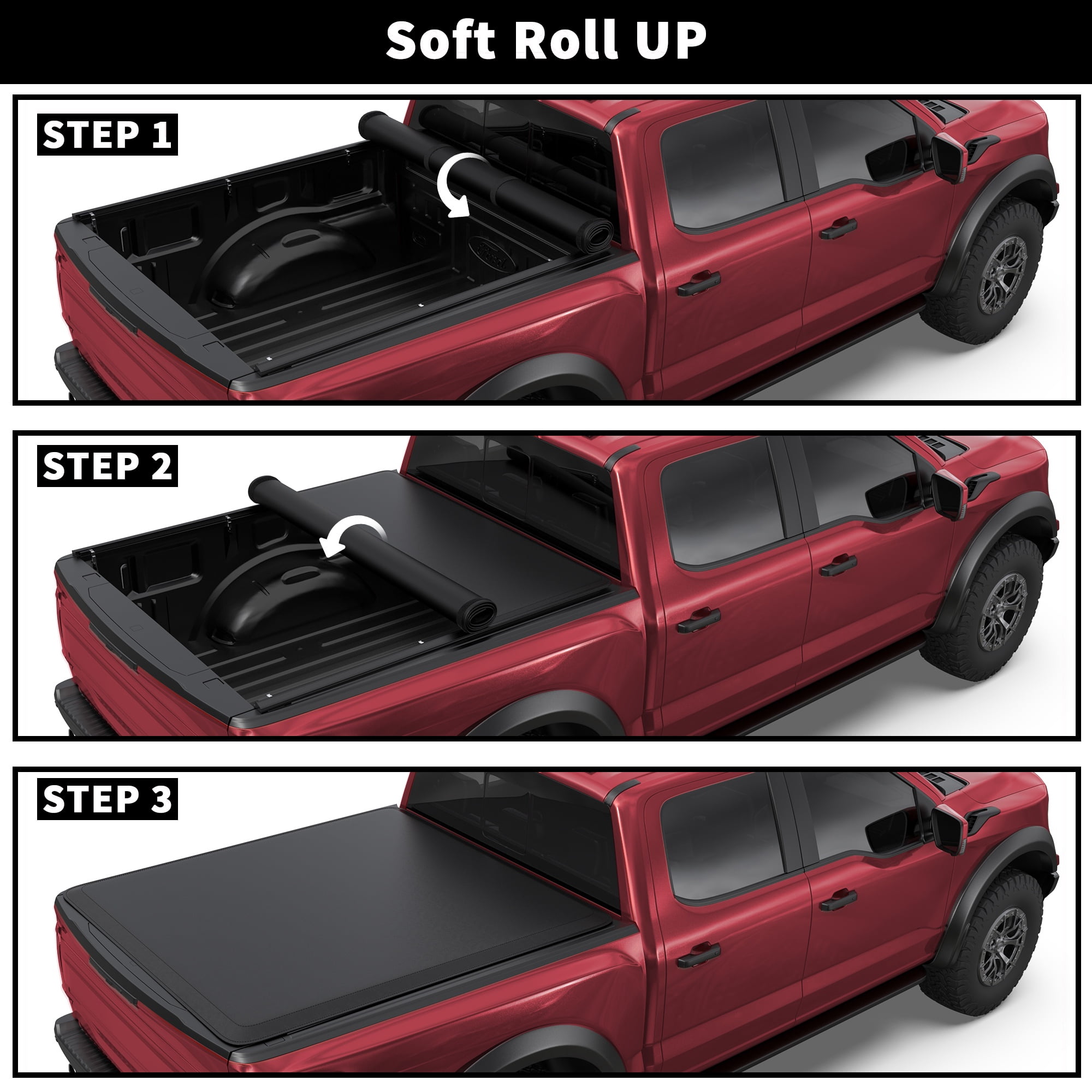 TITANICMOTOR 4.5FT 54.4Inch Soft Roll Up Truck Bed Tonneau Cover for 2022 2023 2024 2025 Ford Maverick