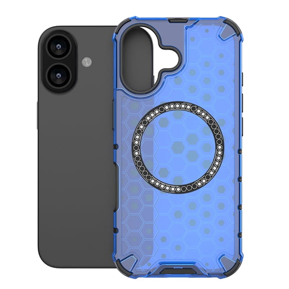 for iPhone 17 Phone Case, Magnetic Case [Compatible with Mag Safe] Translucent Honeycomb Pattern Slim Shockproof Anti-fall Anti-Fingerprint Protective Cover for iPhone 17,Blue