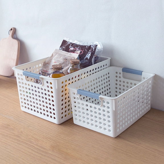MEIBUTYUP 2Pcs White Environmental Friendly Plastic Storage Baskets for Sundries