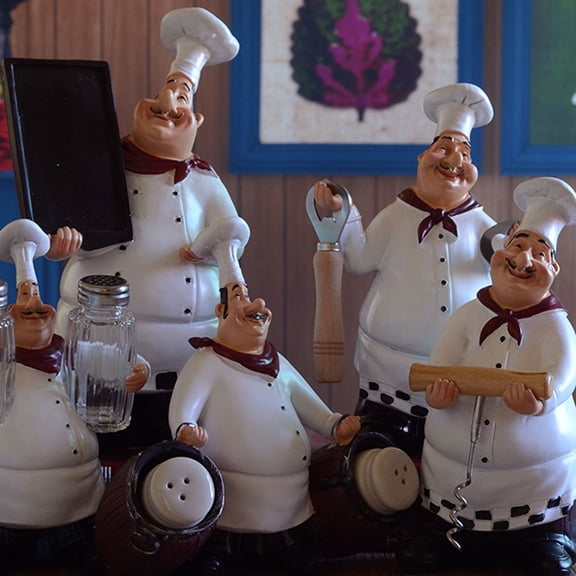MOKKHNB Resin Chef Ornament for Home Kitchen and Bar Scenery Decoration