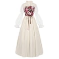 thumbnail image 1 of Pisexur Womens Maxi Dress Fashion Flared Long Sleeve Dress Medieval Renaissance Dress Drawstring Corset Dress Stand Collar Pleated Dress Fall Vintage Tunic Dress, 1 of 8