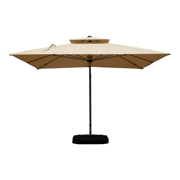 10'X10' Square Cantilever Umbrella with Center Pole, Beige (Base Not Included)