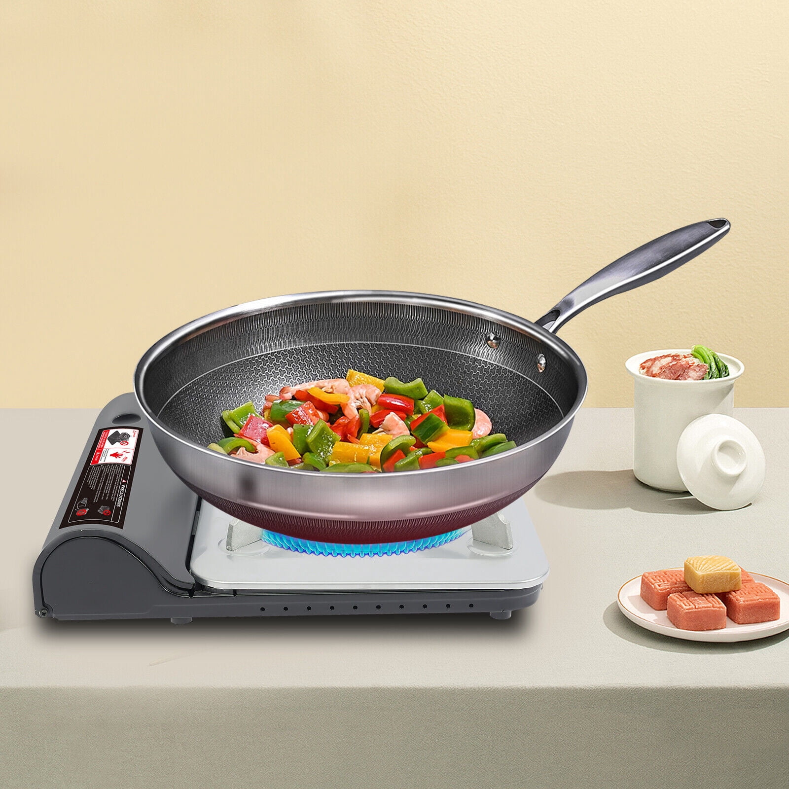 Portable Gas Stove, Black BBQ Gas Burner with Hard Shell Case, Portable Camping Stove for Grilling Boiling