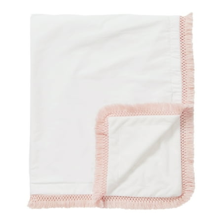 UPC: 0846480091363 | Boho Fringe White and Pink Security Baby Blanket by Sweet Jojo Designs